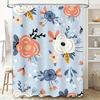 Charming Floral Shower Curtain Soft Blue Pink Design For Bathroom Decor Waterproof Fabric With Rings Included
