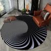 Optical Illusion Spiral Round Rug Black White Modern Art Flannel Floor Mat for Living Room Office Gaming Room Visual DepthDesign