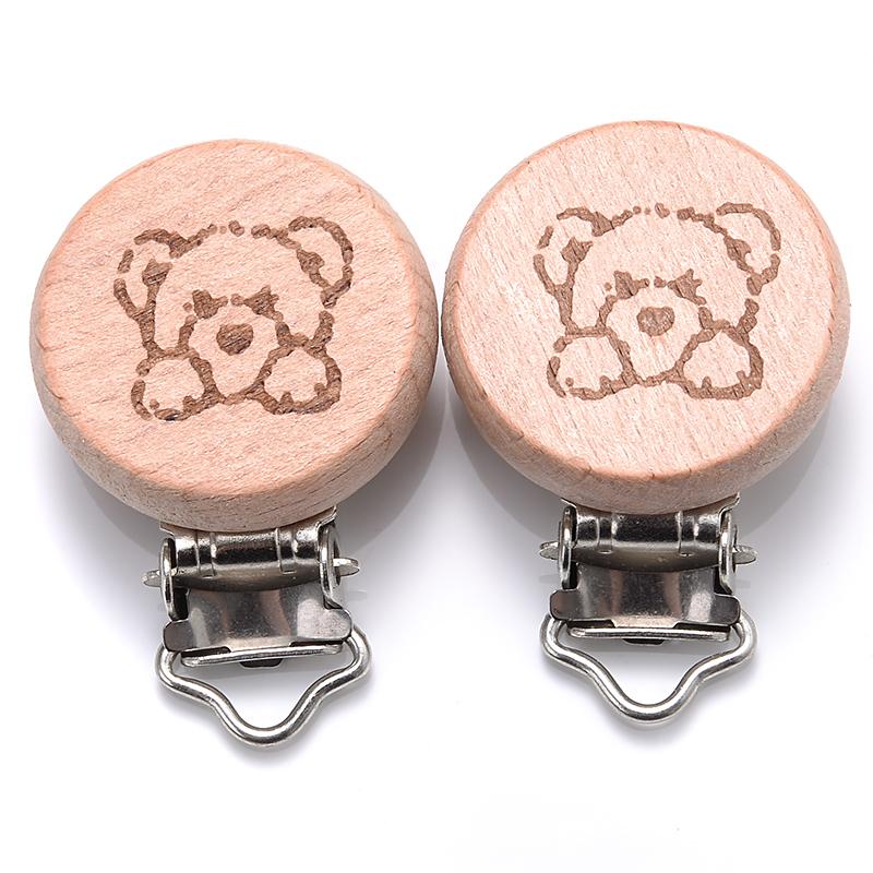5Pcs/Lot 9 Style Fish Rabbit Butterfly Shape Beech Wooden Clips Metal Bracket for Baby Pacifier Clips Chain Holder Accessories