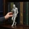 Classic Armor Plate Decor for Garden Medieval Knight Bookshelf Decor, Silver-Finished Armored Statue, Fantasy Home Relaxed Posture Collection