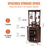 Corner Industrial Bar Cabinet, Wine Table for Liquor & Glasses, Sideboard Buffet Cabinet with Glass Holder, Freestanding Farmhouse Wood Coffee Bar