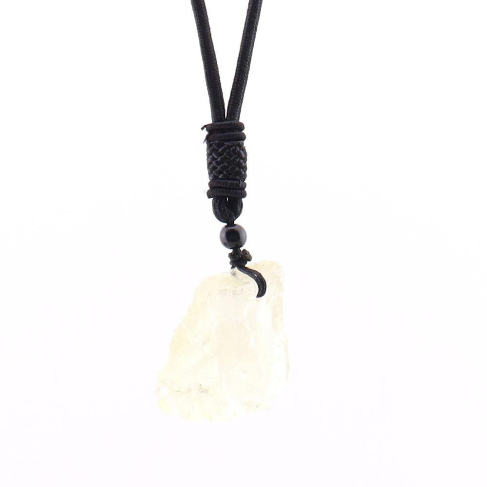 Natural Crystal Rough Stone Pendant, Hand-Beaten Irregular Stone Necklace, Sweater Chain Jewelry N748