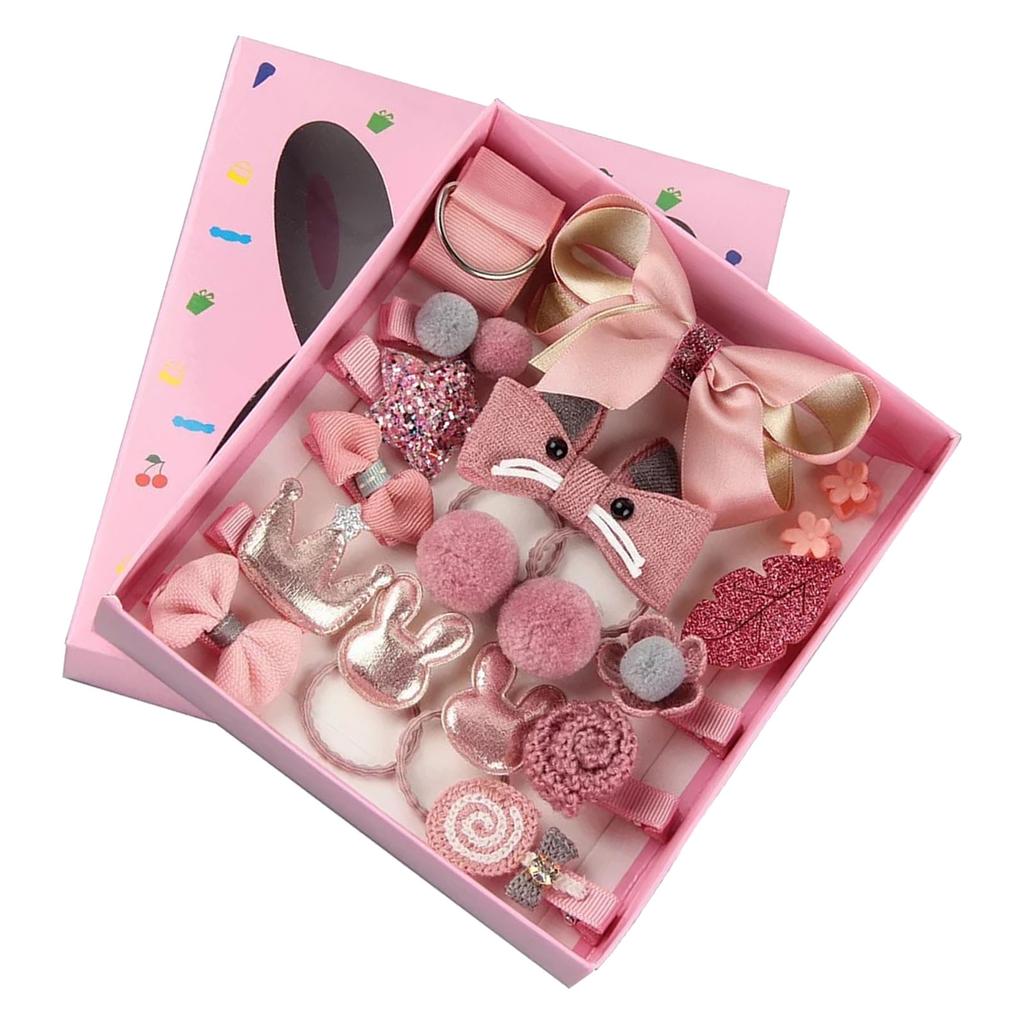 Girls Pink Cartoon Cute Hair Clip Hair Tie Set Toddler Kids Hair Accessories Ponytail Holder Claw