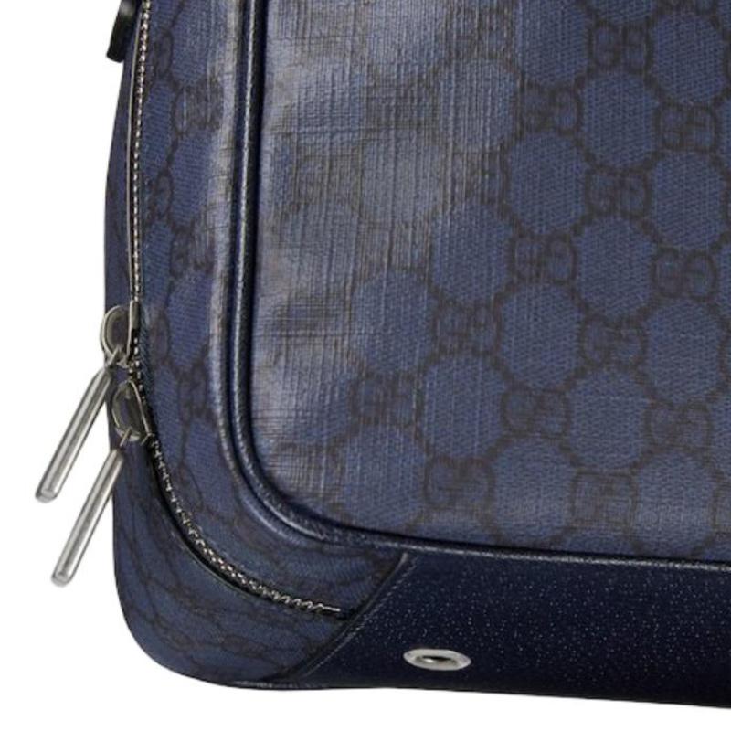 Gucci Tennis Series 8L Classic Double G Logo Print Leather Tote Bag Medium Men bags Dark-Blue 799872-FAEV0-8471