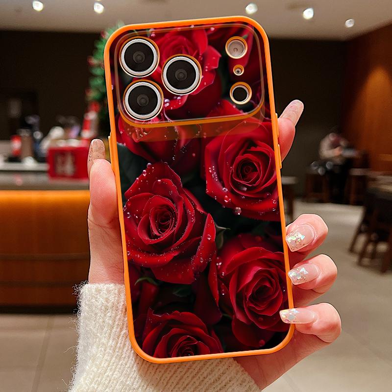 Rote Rosenblüten Muster Hülle Für iPhone 17 Pro Max Magnetisch Für Magsafe Hybrid Schlanke Matte Abdeckung Für iPhone 16 15 14 13 Pro Max