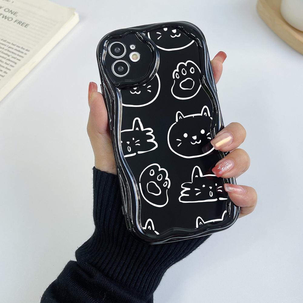 LZ12 Cat Cute Cartoon Clear Soft Wave Phone Cases for iPhone 15 13 Pro Max 12 Mini 14 8 Plus XS Max XR 6 Protection Back Cover