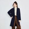 TERRE BLEUE Women's 100% Wool French Style Mid-Length Suit Collar Coat