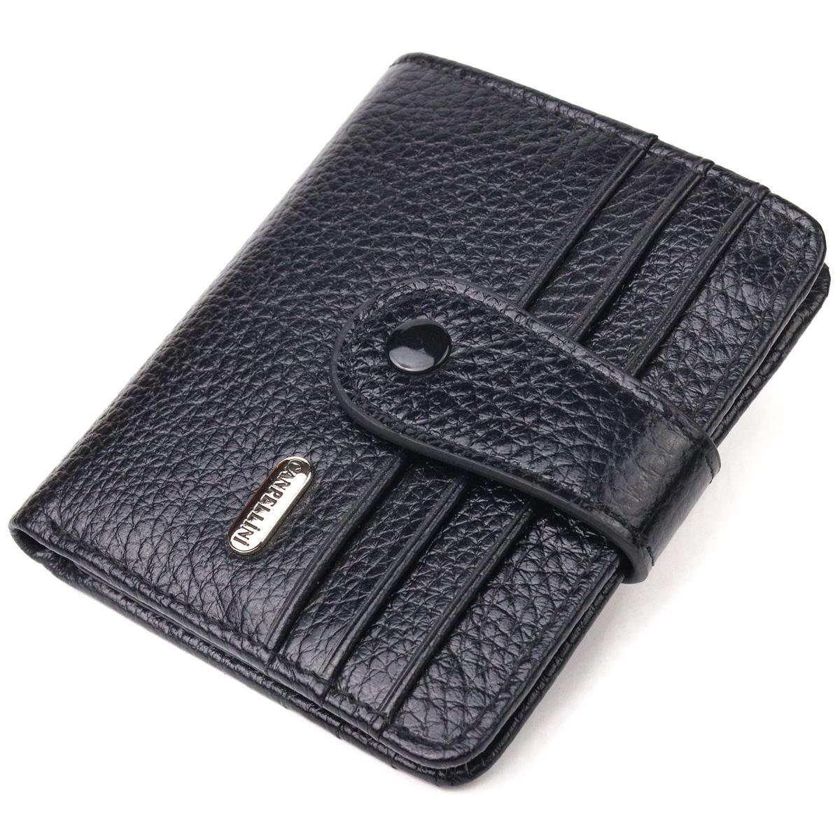 

Стильний гаманець із натуральної зернистої шкіри CANPELLINI Purse 21688 Чорний