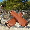 1 Pair Non-Slip Bike Handlebar Grips Retro Lock On Mountain Bike Grips 22.2mm Diameter PU Leather + Plastic + Aluminum Alloy