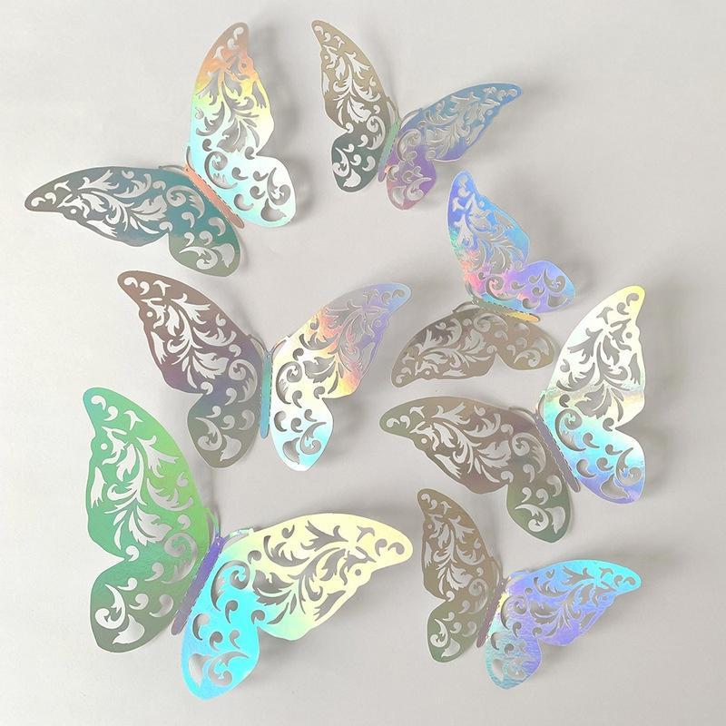 24Pcs Hollow 3D Butterfly Wall Sticker for Wedding Decoration Living Room Window HomeDecor DIY 3D Colorful Butterflies Stickers