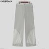 INCERUN Men Zip-up Waist Hollow Mesh Hem Patchwork Long Pants Trousers