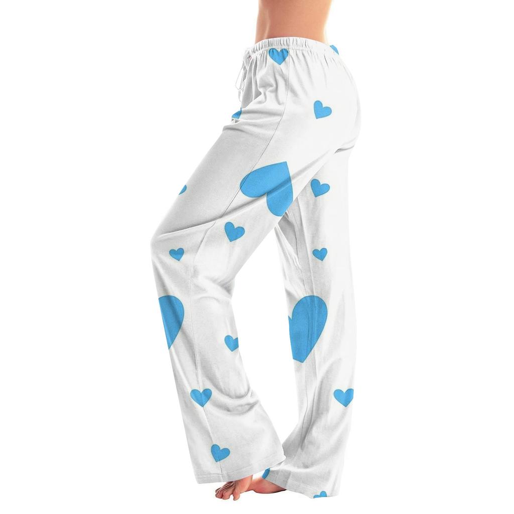 Dámské pyžamové kalhoty na spaní ležérní kalhoty se stahovací šňůrkou v pase pohodlné rovné kalhoty na jógu volné