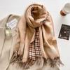Elegant Houndstooth Scarf Imitation Cashmere Soft Warm Versatile Shawl Coldproof Windproof Blanket Scarf Two Sides Autumn Winter