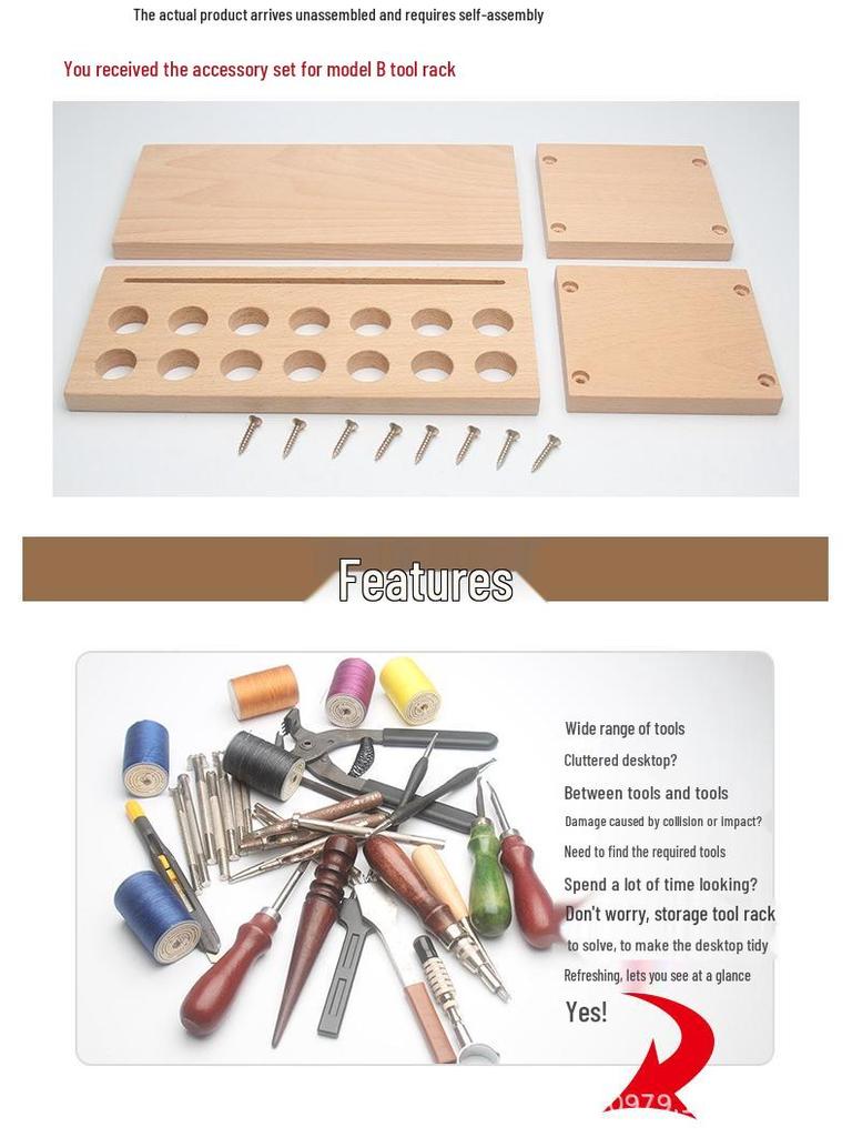Buchenholz Mehrloch Werkzeughalter & Aufbewahrungsbox für Leder Nähwerkzeuge