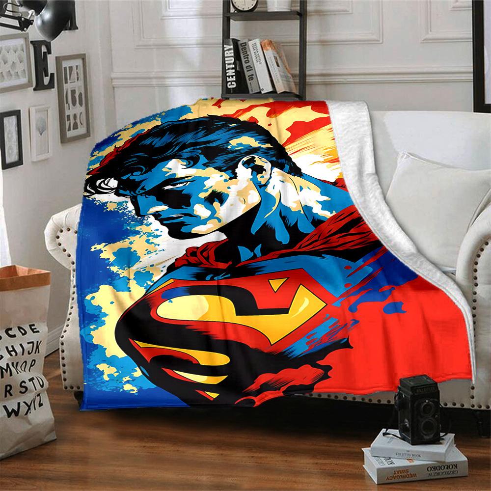 1pc Superhero Flannel Throw Blanket - HD Printed Lightweight Soft Warm All-Season Blanket for Sofa, Bed, Travel058