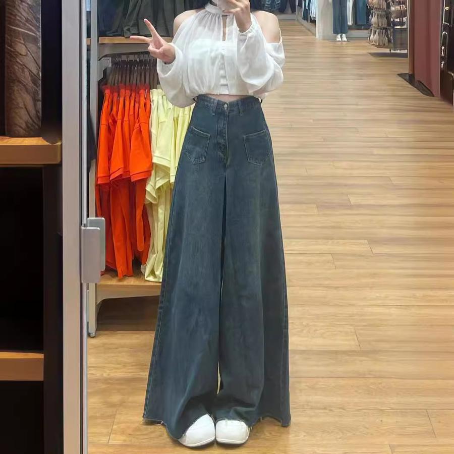 Vintage High-Waisted Wide Leg Jeans for Women Summer New Style Loose Slim Fit Trousers