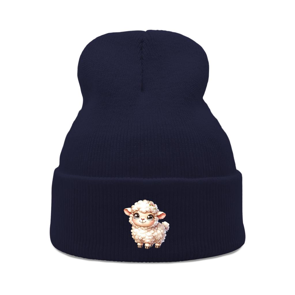 Unisex Winter Hats Knitted Hat Beanie Cute Sheep Print Woman Cap Simple Cancer Chemo Knit Cap Beanie Perfect For Mountaineering