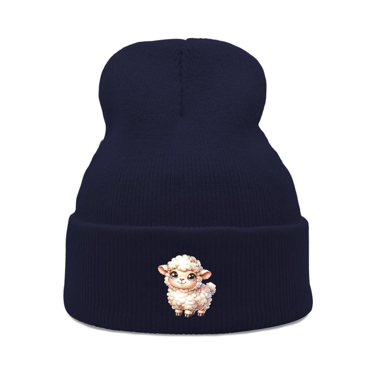 Unisex Winter Hats Knitted Hat Beanie Cute Sheep Print Woman Cap Simple Cancer Chemo Knit Cap Beanie Perfect For Mountaineering