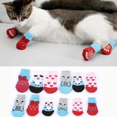 Mode Pratique Animal de Compagnie Chien Chiot Chat Chaussures Pantoufles Chaussettes Antidérapantes Mignon Intérieur Pour Petits Chiens Chats Bottes de Neige