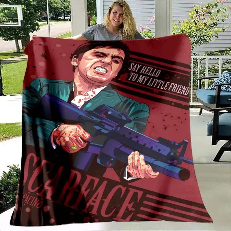 3D Scarface movie pattern printed blanket living room bedroom home decor picnic blankets for children's room bed birthday gift
