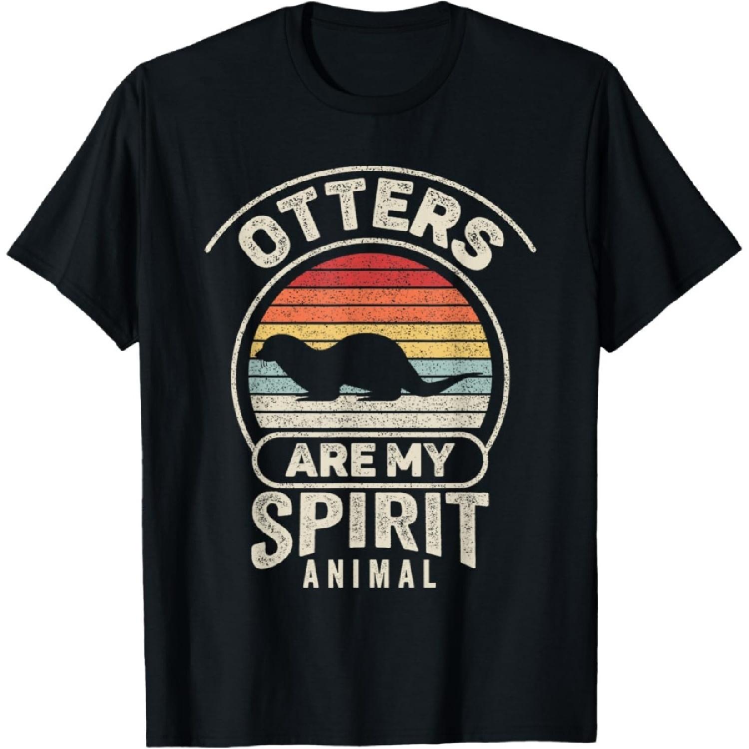 Vintage Retro Otters Are My Spirit Animal Otter Lover T-Shirt S