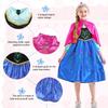 Frozen Princess Anna Costume Set with Dress & Accessories, Kids Halloween Christmas Carnival Party Outfit, Blue, 5-6 Years 120 CM