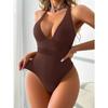 A One-Piece Bodysuit for Layering Featuring a Solid Sexy Open Back High Elasticity And