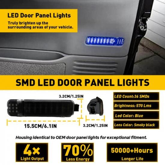 Pair Interior Door Panel Courtesy Light Lamps LED For Chevy Silverado GMC Sierra