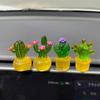 Simulation Cactus Ornament Automotive Ornament Transparent Potted Ornament Desktop Crafts Decoration Computer Home Decoration