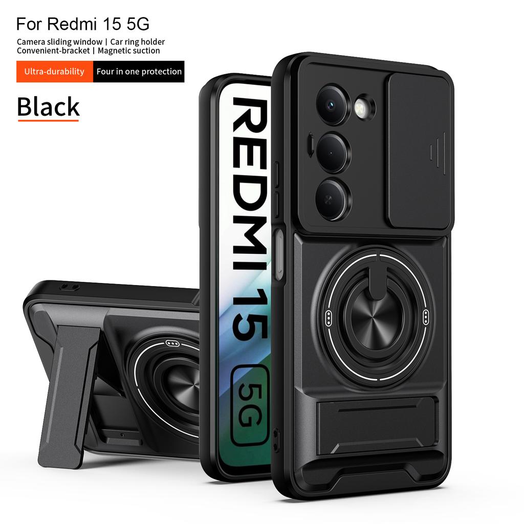 Para Xiaomi Redmi 15 Capa Redmi 15 4G 5G Capa de Telefone Suporte Dobrável Magnético Magsafe Capa de Armadura Militar Proteção de Câmera