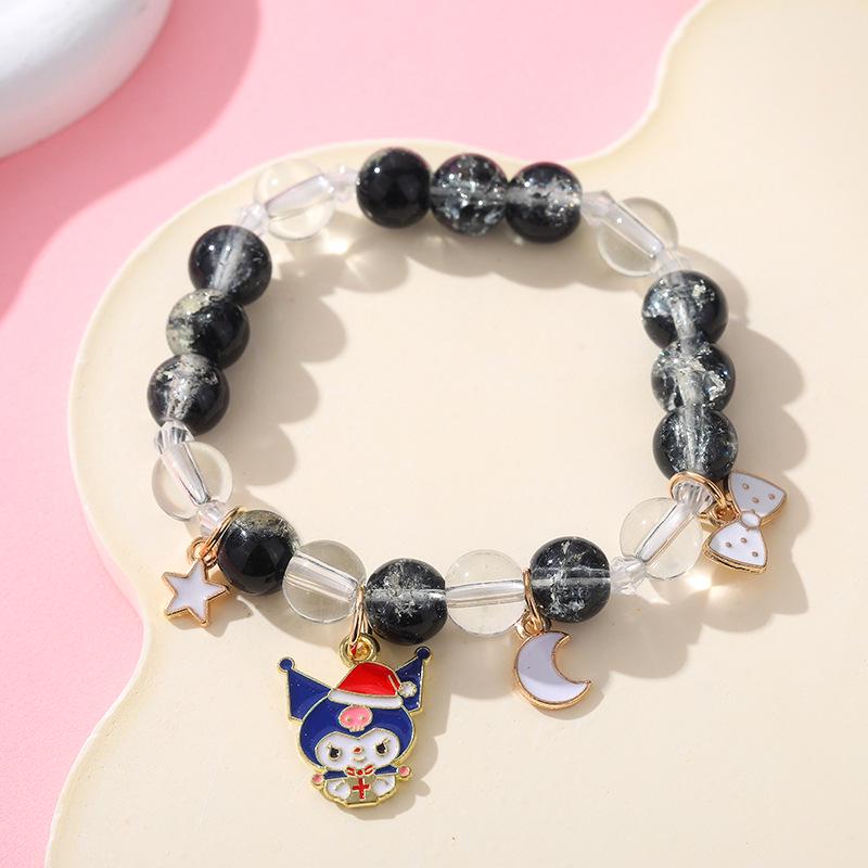 Sanrio Cinnamoroll Crystal Beaded Bracelet - Handmade Cartoon Gift for Female Students, Friends, and Couples.