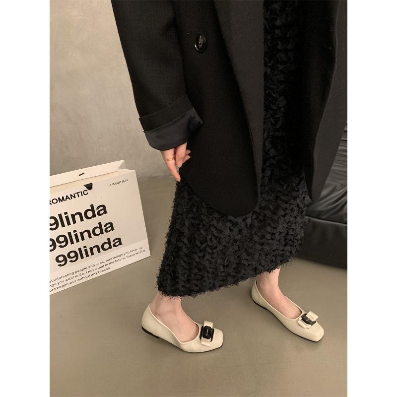 Celebrity Style Silver Small Leather Shoes Women'S Silver Buckle Pedal Beanie Shoes Spring And Summer Wear Mary Jane Single