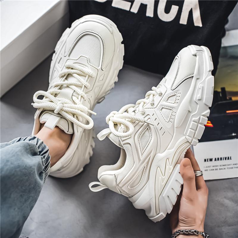 Men's Shoes Spring New Breathable Mesh Fashion Casual Sports Shoes Teenagers Low-top Thick-soled Dad Shoes