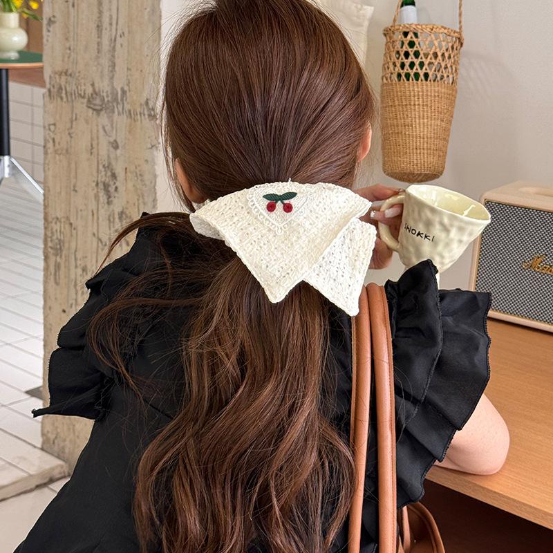 Korean accessories elastic hair band tie scrunchie for girls women sweets kpop leading fashion vintage popular fascinator flower