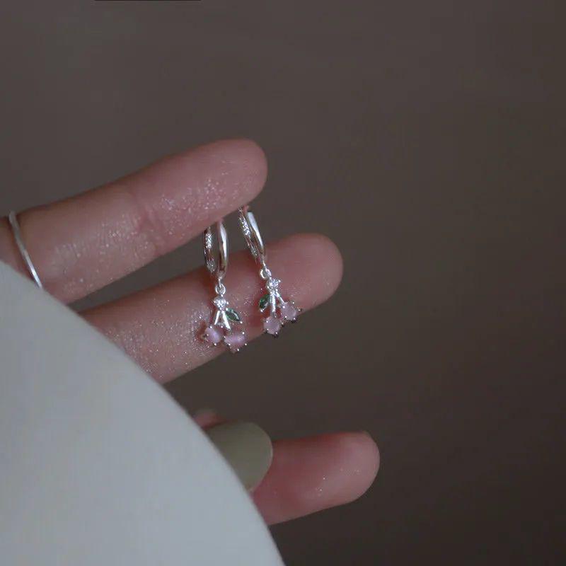 Women's 2023 Fairy-Style Cherry Stud Earrings - Elegant Niche Design for Girls