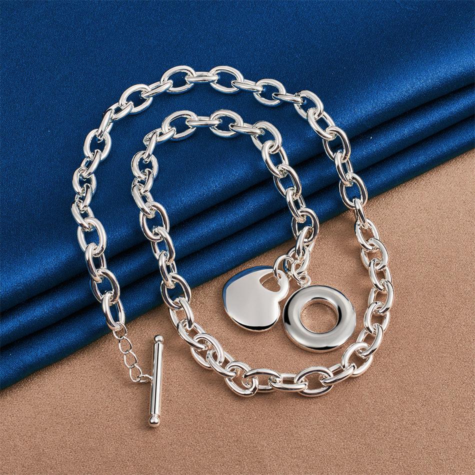 Collana a Cuore Delicata Lucidato in Argento Sterling 925 per Donna, Gioielli alla Moda per Feste e Matrimoni