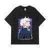 275 GSM Washed T-shirts 100% Cotton Jujutsu Kaisen V28 Gojo Print Unisex Heavy Cotton T Shirt