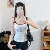 #Summer New Spice Girl Wind Polka Dot Printing Splicing Contrasting Color Sling Vest Female Slim Fixing Belt Chest Pad