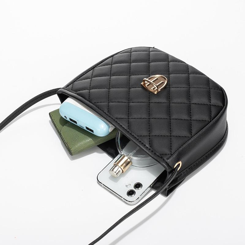 Simple polka dot printed messenger bag new solid color diamond embroidered lock fashionable women's shoulder bag