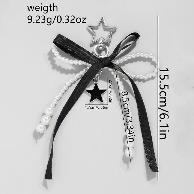 Weinrote Schleife Kirschanhänger Schlüsselanhänger Damen Süße Weiße Perle Schleife Rucksack Schlüsselring Schmuck Taschen Dekoration Freundschaftsgeschenke