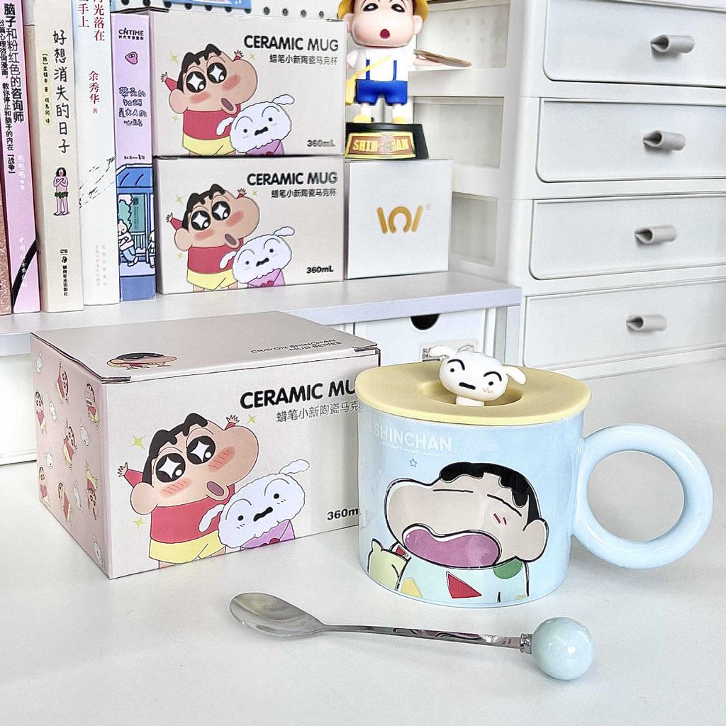 Cute Crayon Small New Cup, Birthday Gift for Boys and Girls, High-value Ceramic Mug with Lid, Couple Coffee Cup