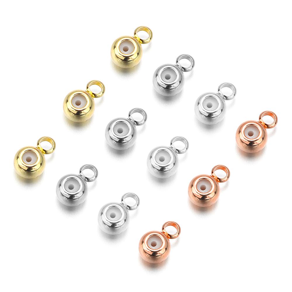 10Pcs 4 5mm Copper Plated Beads Large Hole Spacer Positioning Round Beads For DIY Craft Bracelet Necklace Connection Accessories