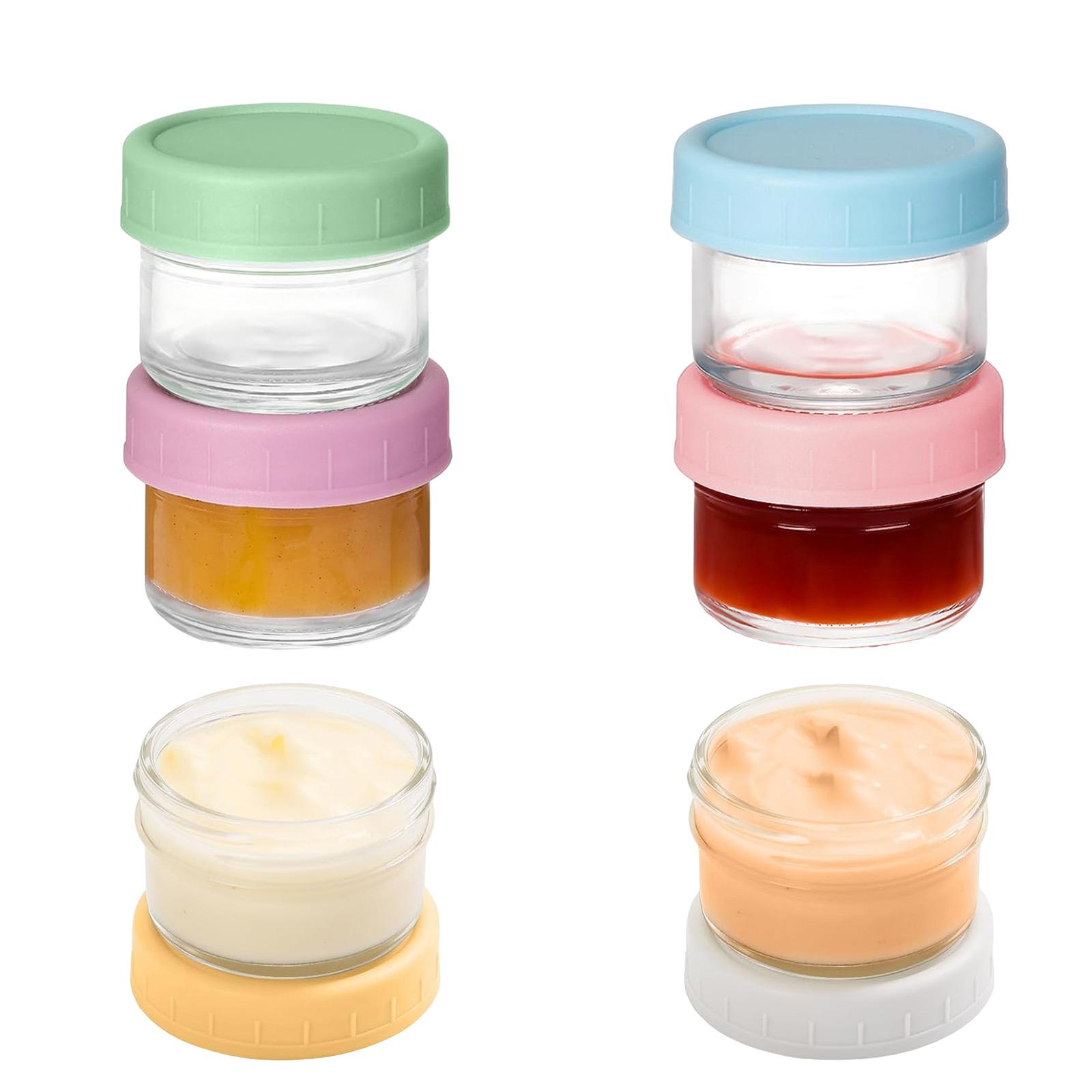 

Pack of 6 Multi Purpose Glass Salad Dressing Containers Leakproof Reusable Sauce Cups for Lunch Box Picnic Travel