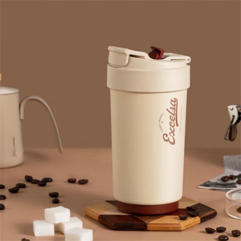 SUPOR 450mL Double-Wall Ceramic Insulated Straw Mug