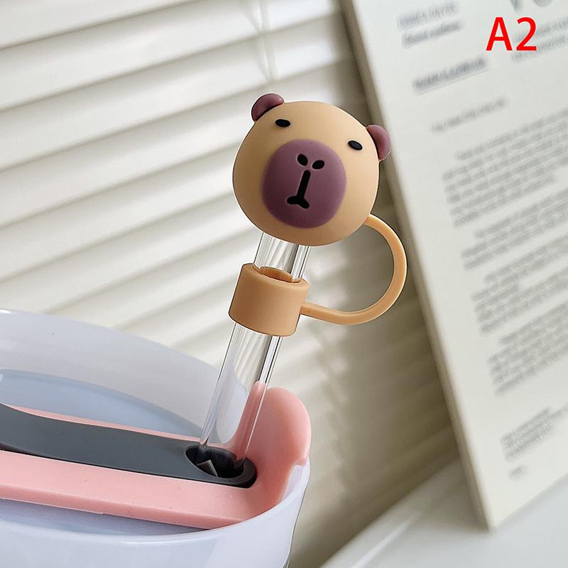 10mm Cartoon Capybara Silicone Straw Tips Drinking Dust Cap Splash Proof Plugs Cover Creative Cup Accessories Straw Sealing Tool