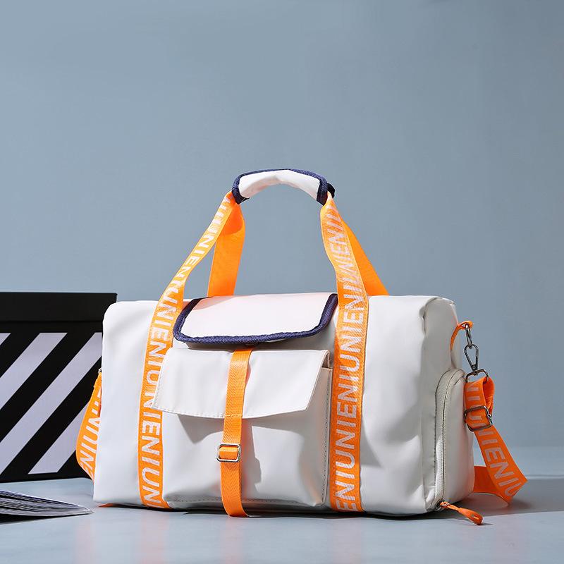 Contrasting color fitness bag women's dry and wet separation shoe compartment sports luggage bag Oxford cloth large-capacity handbag