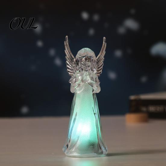Desktop Ambient Lighting Guardian Angel Night Light, Small Prayer Reading Playing Music Peaceful Home Accents Figurine with LED Light for Desk, Table,