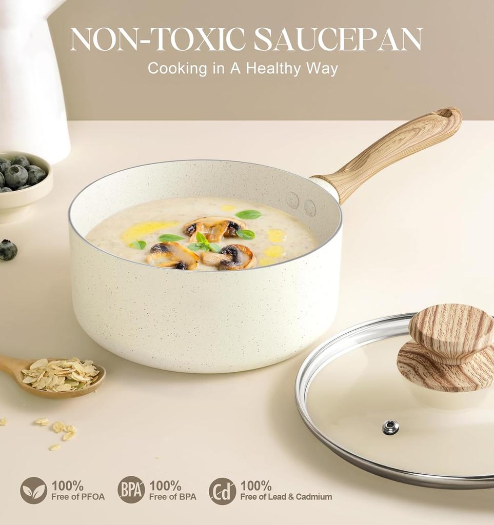 MICHELANGELO Steelcase With Lid Granite Coated Non-stick Pot Induction Suitable Suitable For Various Kinds Of Cookware