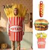 Realistic Sausage Costume Adults Fast Food Costume, Unisex Hot Dog Hamburger French Fries Party Dress Up Outfit Cosplay for Halloween Holiday