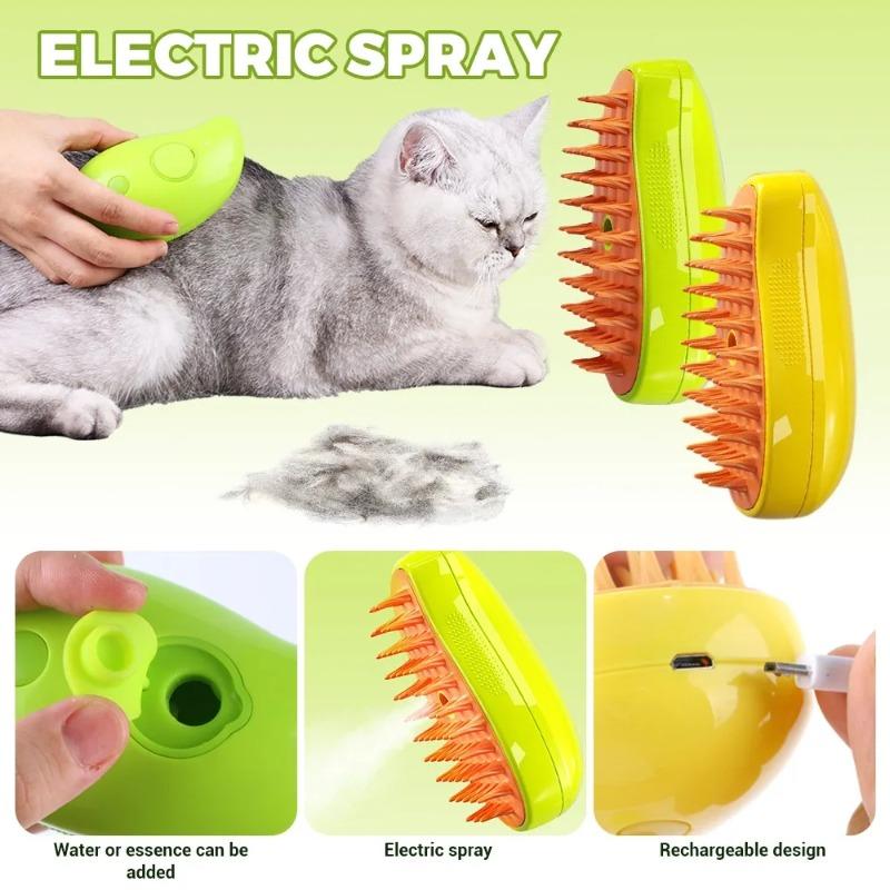 3-in-1 Haustier Dampfbürste Elektrische Dampf-Sprüh Fellpflegekamm für Hunde Katzen Haarausfall Entfernung Massagegerät